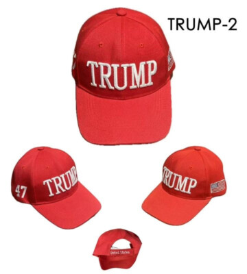 MAGA Trump 2024 ''47'' Red Adj Embroidered Baseball Hat Cap