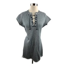 525 American Jersey Sweatshirt dress gray Sz S lace up Preppy Collagecore Retro