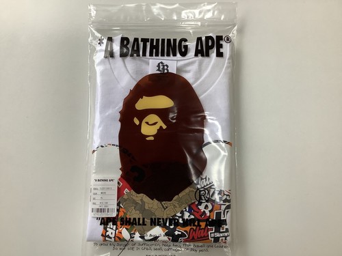 Authentic ape bape x LBWK medicomtoy toy bear tee t shirt white XL liberty walk - Picture 9 of 9