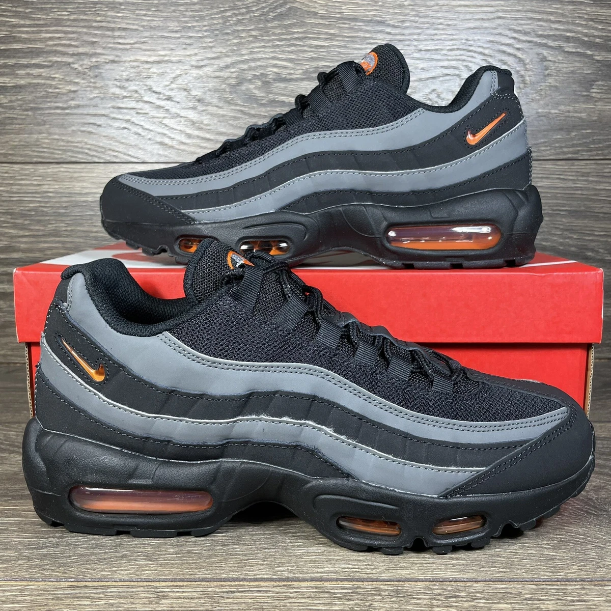 Nike Men s Air Max 95 Black Gray Orange Shoes Sneakers Trainers