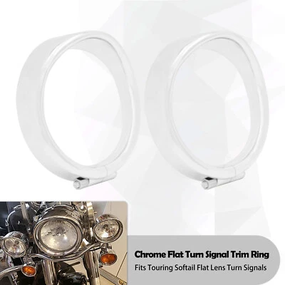 Chrome Plat Clignotant Visière Anneaux de Caoutch Pour Harley Touring Softail - Photo 1/4
