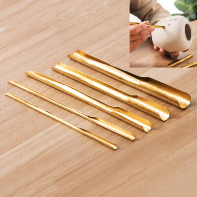 5x Brass Hole Puncher Pottery Cutting Punching Clay Sculpting Slotting Tools Set