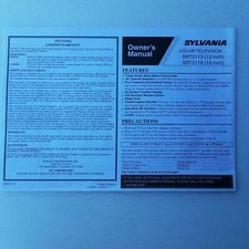 Sylvania Color Television SRT2113 13 Inch SRT2119 19 Inch Manual 0EMN017