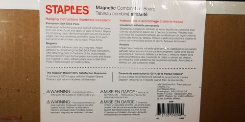 Staples Magnetic Dry-Erase / Cork Board w/ 2 Magnets & Marker 11" x 17" Sealed - Picture 6 of 7