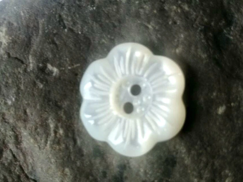 2 x Perlmuttknöpfe 18 mm Seco Blume weiß grau Nähen Stricken Handarbeit Häkeln - Bild 3 von 3