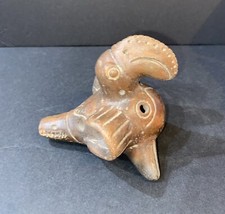 Vintage Mexican Folk Art Ceramic Clay Toucan Pottery Whistle Flute