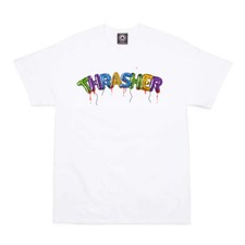 Thrasher Magazine BALLOONS Logo Skateboard T Shirt WHITE