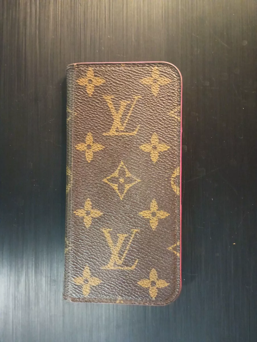 LOUIS VUITTON iPhone X Folio Monogram Canvas Phone Case Brown