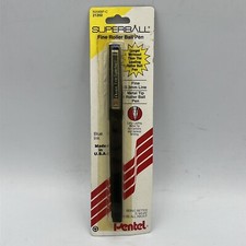 Vintage 80's Deadstock PENTEL Super-Ball Blue Ink Pen Fine Point Made in USA