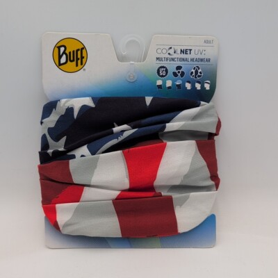 Buff CoolNet UV+ American Flag Headwear Bandana Gaiter Adult New America 