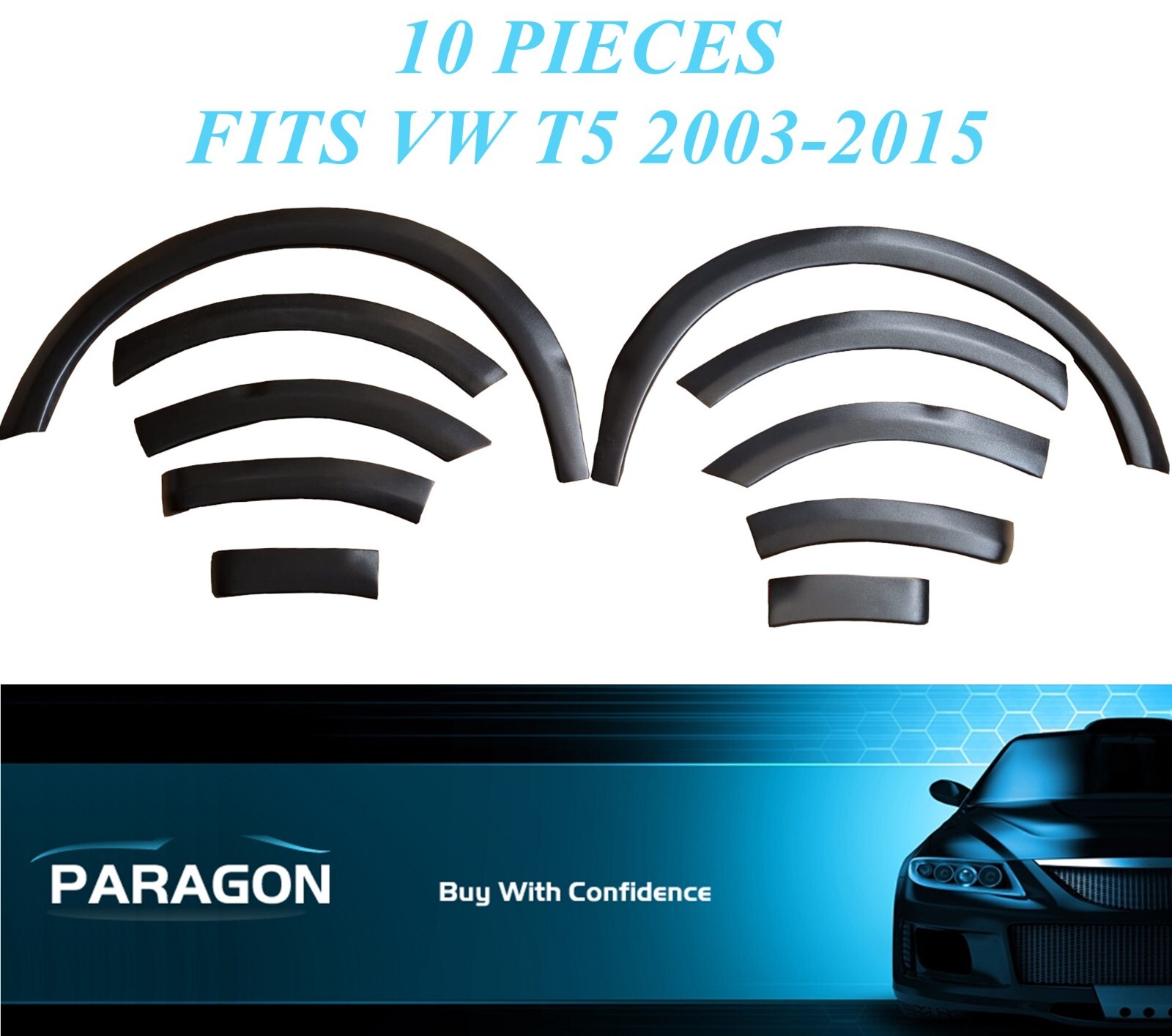 fits VW T5 20032015 ABS Plastic Wheel Arch Trims Cover Fender Flares