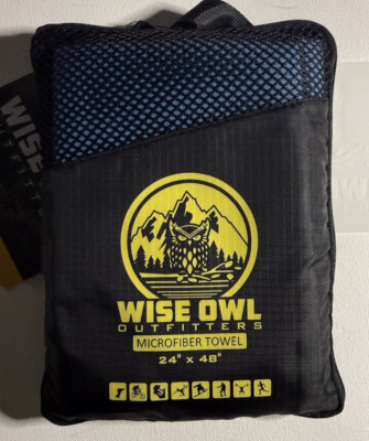 Wise Owl Outfitters Camping Towel/ Washcloth (LG. Marine Blue) 24  x 48 /12''x12''