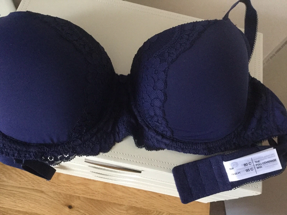 C&A Navy Blue Full Coverage Padded Bra Size 80C, NEW