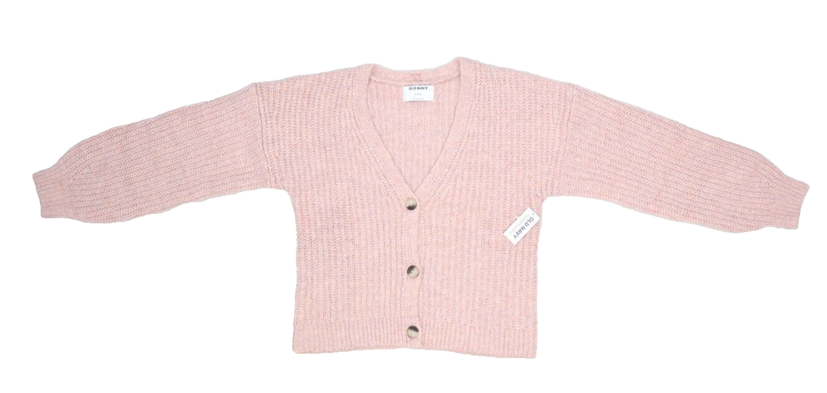 Old Navy Cropped 3 Button Front Cardigan Sweater Knit Pink