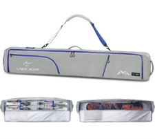 Ski Snowboard Bag Fully Padded for Travel 2 pair Double Snowboard Bag Gray 175cm