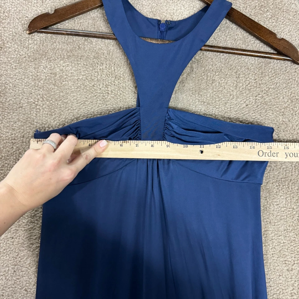Maxi Vestido Jay Godfrey Talla 2 Azul Marino Correa en T Sin Mangas Espalda Corredora Jersey Foto 4 de 4
