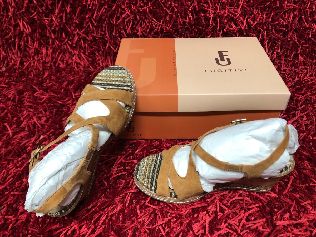 Sandales Femme Fugitive Taille 39 EU - Cuir Marron, Neuves Avec Boîte, Talon Découvert, été