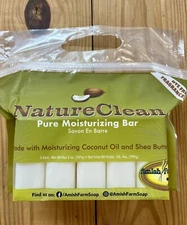 Nature Clean Pure Moisturing Bar Coconut Oil Shea Butter Amish Soap 5 Bars/Bag