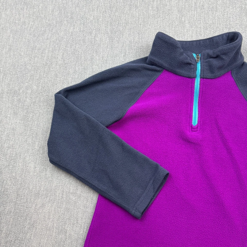 Suéter Columbia meninas jovens pequeno 7/8 roxo pulôver 1/4 zíper lã pescoço simulado - Imagem 3 de 4