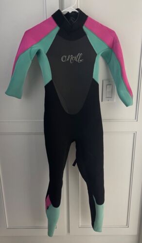 O'Neill Youth Girls Wetsuit Full Length, size 12 epic 3:4 Aqua/black/pink - Afbeelding 1 van 3