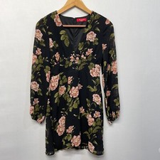 Guess Women Long Sleeve Boho Floral Chiffon Dress Size Small Babydoll M283 -16