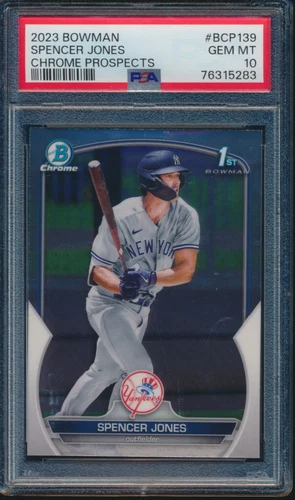 PSA 10 SPENCER JONES 1st 2023 Bowman Chrome Prospects NY YANKEES RC GEM MINT