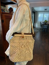 Vintage Macrame Handbag Purse Crochet Handmade Boho Bag