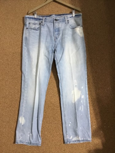 Vtg Amer Eagle Jean 36x32 Distressed ButtonUp Live Your Life Straight Leg(168)