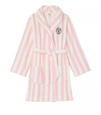 Victoria’s Secret Short Cozy Robe Fleece Size XL/XXL Iconic Stripped New