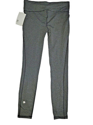 GapFit GFast Leggings Women Medium Gray Black Stripe High Performance Stretch NW