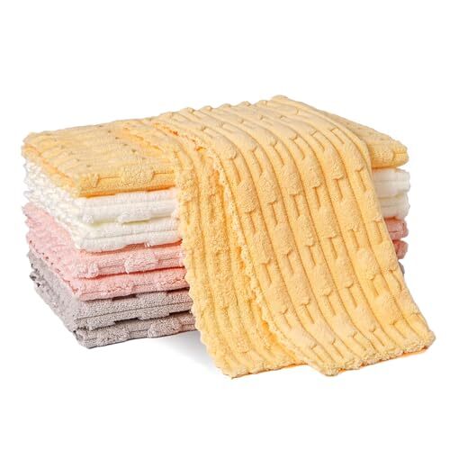 Kitchen Dish Cloths,Super Absorbent Coral Velvet Dish 8 pack Multi Bamboo-like