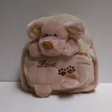 Backpack 11" Plush Animal Puppy Dog LOVE PAW Kids Toddler Preschool Bag Beige NW
