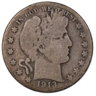1913-S Barber Silver Half Dollar Better Date 50C - Circulated -