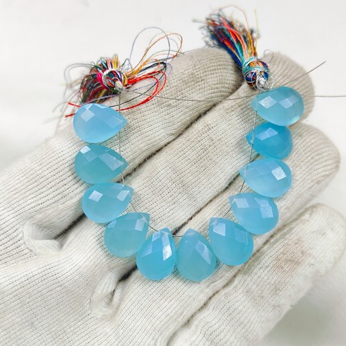 Amazing Aqua Onyx Briolette Beads Gemstone 10 beads Aqua Onyx Strand Size 14X10M - Picture 6 of 8