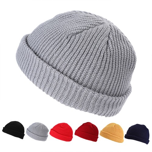 THICK Ribbed Beanie Knit Ski Cap Skull 