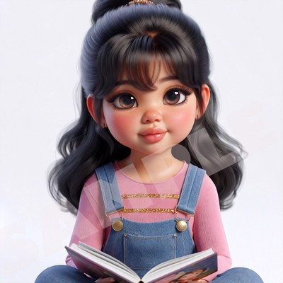 AI Art Magic Adorable Hispanic Bookworm with Rosy Cheeks