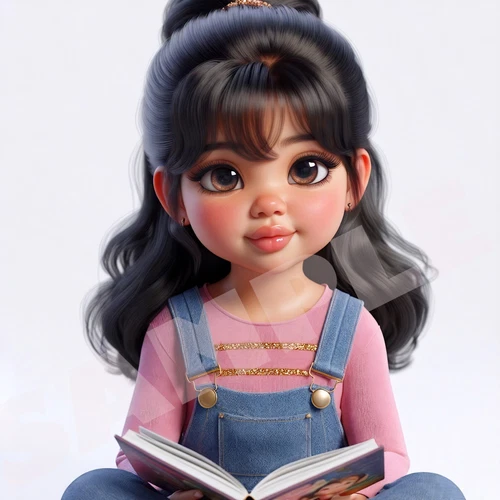Adorable AI Art – Bookish Girl JPEG Download