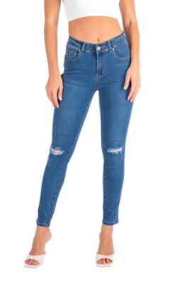 #ad Wakee Blue High Rise Jeans With Ripped Knees And Fade Lines 60048 AU $69.95