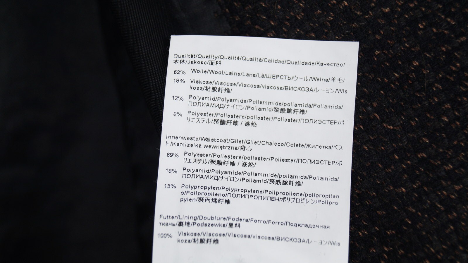 HUGO BOSS Men Coat Size 48 M Wool Collared Button Brown Pockets sv11399