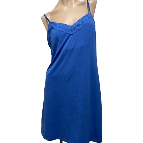 NWOT Ralph Lauren Chemise Nightgown MEDIUM Royal Blue K/L Cotton Knit - 第 1/8 張圖片