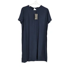 Jenni Kayne Crepe T-shirt Dress Navy Blue Short Sleeve Pull On Casual NWT Size M