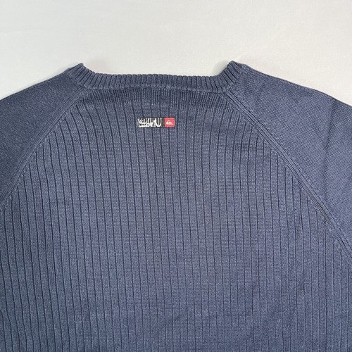 Quiksilver Sweater Mens Medium Navy Blue V Neck Pullover Long Sleeve Casual Y2K - Picture 12 of 15