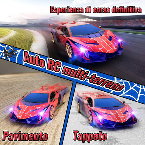Macchina Telecomandata 1:16 Con Luci Colorate, 2.4Ghz Drift Macchinina Radiocoma - Foto 4 di 12