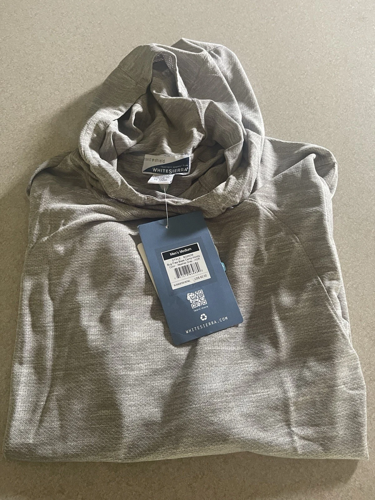 White Sierra Hoodie Pullover Mens M Gray Bug Free Base Camp Insect Shield NWT
Opens in a new window