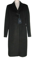Cappotto Cinzia Rocca Icons LANA misto tacca COLLAR donna 12 nero prezzo al dettaglio consigliato $900 nuovo con etichette