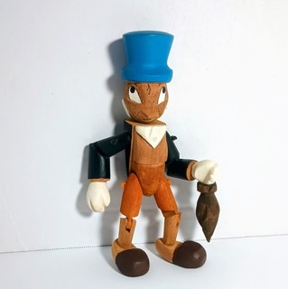 Vintage Disney Jiminy Cricket Jointed Wooden Doll Articulated Folk Art Handmade