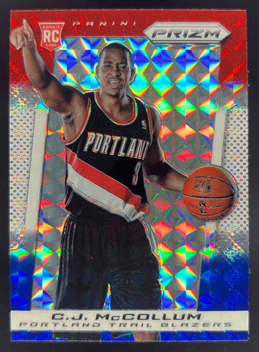 2013-14 Panini Prizm Prizms Red White and Blue Mosaic #283 C.J. McCollum RC