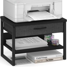 MARTY 2-Tier Printer Stand with Storage Drawer for Home Office, Black