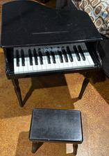 Schylling Vintage Black Toy Grand Piano with Bench for Ages 3-4, 4-7, 8-11 Years