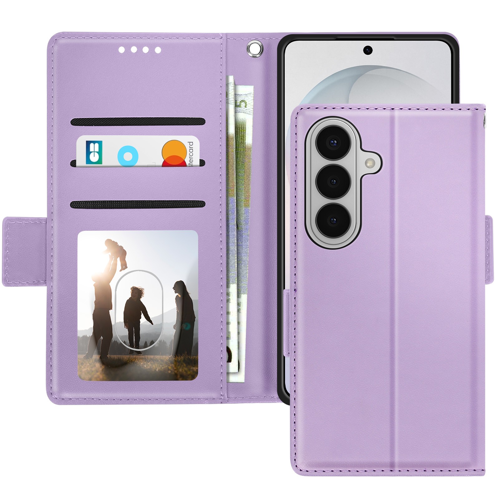 Housse Galaxy S26 violette effet cuir cousu main chic Avizar